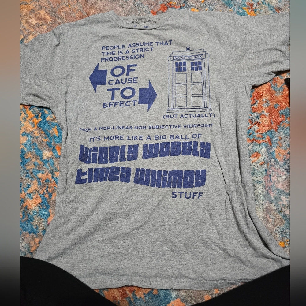 Doctor Who Gray L Wibbly Wobbly Timey Wimey Graphic Tee